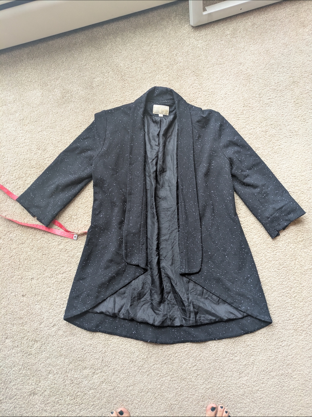 Alberto Makali Black Speckle Open-Front Women's Jacket Soft Blazer Cardigan